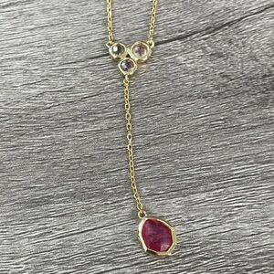 Taila Gold with Pink and Clear Necklace